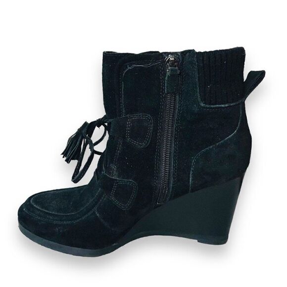 Franco Sarto Westerly Wedge Booties Black Suede Women's 8M - Picture 6 of 11